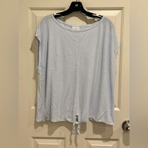 J. Jill Light Blue Diagonal Striped Tie-Front Blouse